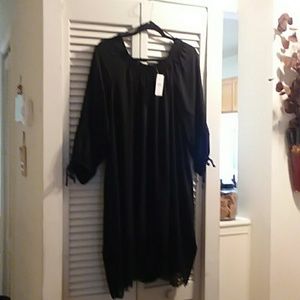 Loft on/off shoulder black dress